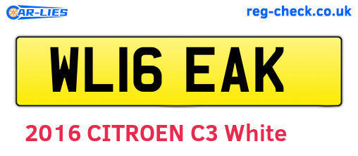 WL16EAK are the vehicle registration plates.