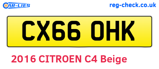 CX66OHK are the vehicle registration plates.