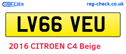 LV66VEU are the vehicle registration plates.