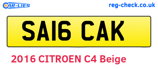 SA16CAK are the vehicle registration plates.
