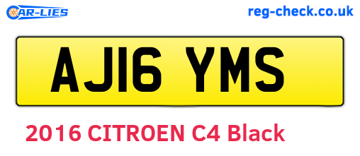 AJ16YMS are the vehicle registration plates.