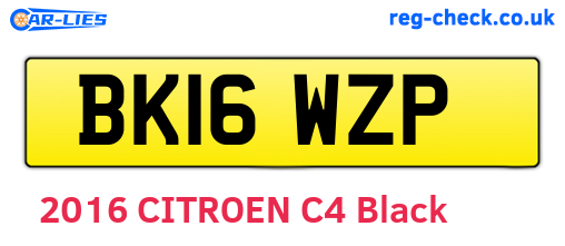 BK16WZP are the vehicle registration plates.