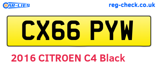 CX66PYW are the vehicle registration plates.