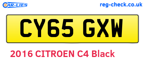 CY65GXW are the vehicle registration plates.
