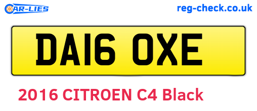 DA16OXE are the vehicle registration plates.