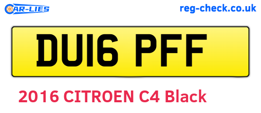 DU16PFF are the vehicle registration plates.