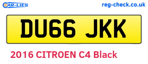 DU66JKK are the vehicle registration plates.