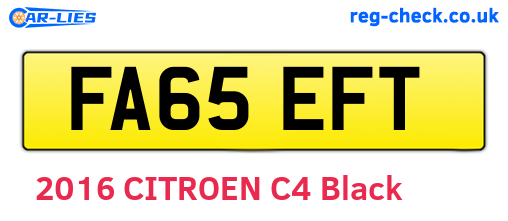 FA65EFT are the vehicle registration plates.