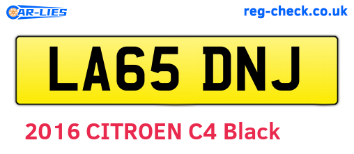 LA65DNJ are the vehicle registration plates.