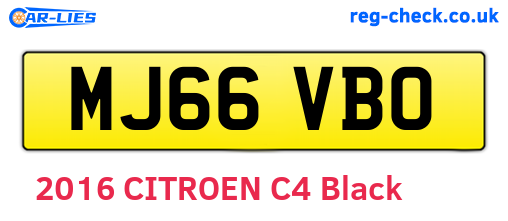 MJ66VBO are the vehicle registration plates.