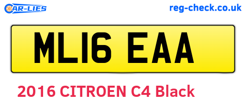 ML16EAA are the vehicle registration plates.