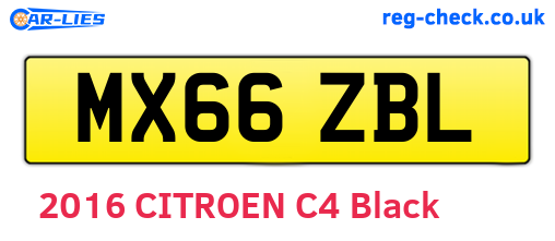 MX66ZBL are the vehicle registration plates.
