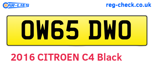 OW65DWO are the vehicle registration plates.