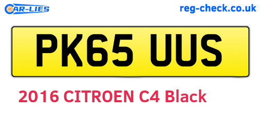 PK65UUS are the vehicle registration plates.