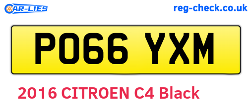 PO66YXM are the vehicle registration plates.