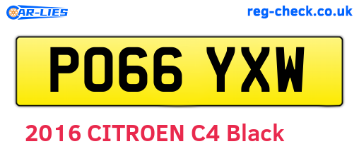 PO66YXW are the vehicle registration plates.