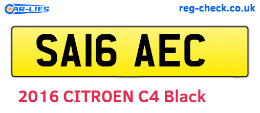 SA16AEC are the vehicle registration plates.