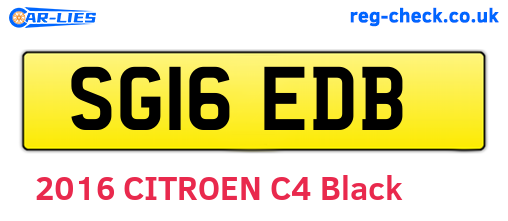 SG16EDB are the vehicle registration plates.