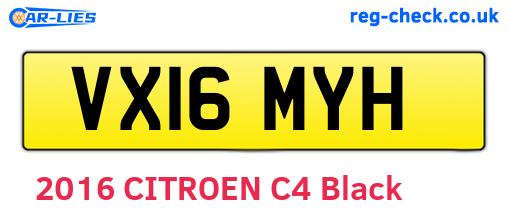 VX16MYH are the vehicle registration plates.
