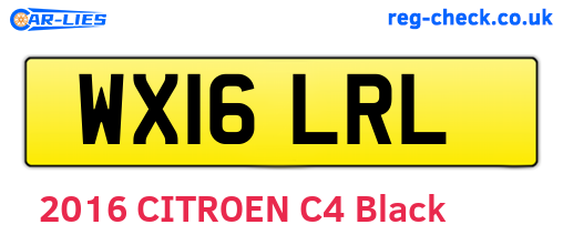 WX16LRL are the vehicle registration plates.