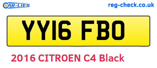 YY16FBO are the vehicle registration plates.
