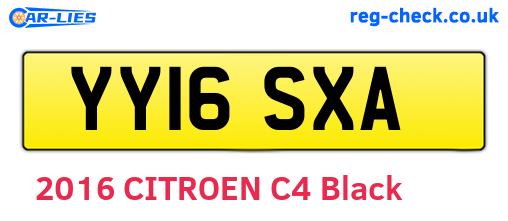 YY16SXA are the vehicle registration plates.