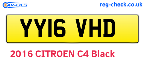 YY16VHD are the vehicle registration plates.