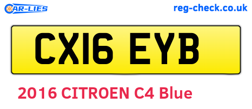CX16EYB are the vehicle registration plates.