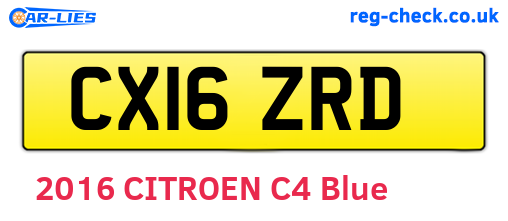 CX16ZRD are the vehicle registration plates.