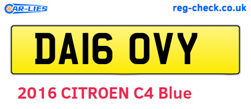DA16OVY are the vehicle registration plates.