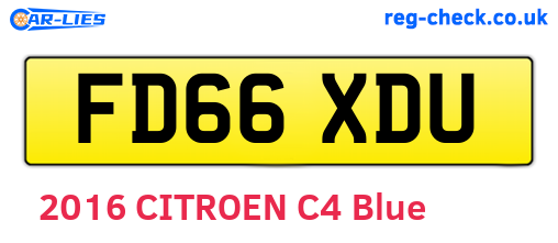 FD66XDU are the vehicle registration plates.