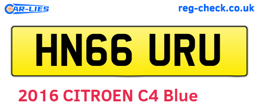 HN66URU are the vehicle registration plates.