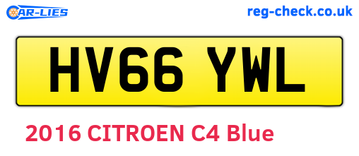 HV66YWL are the vehicle registration plates.