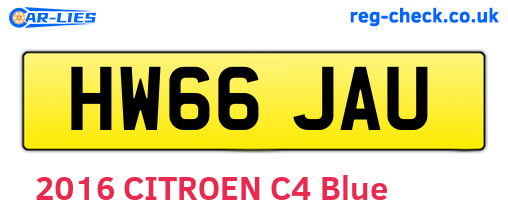 HW66JAU are the vehicle registration plates.