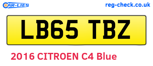 LB65TBZ are the vehicle registration plates.