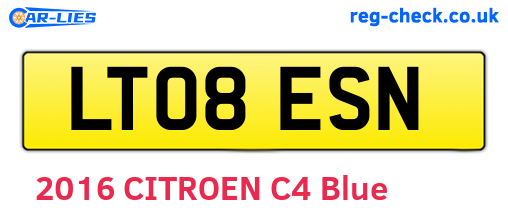 LT08ESN are the vehicle registration plates.