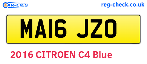 MA16JZO are the vehicle registration plates.