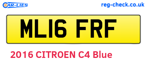 ML16FRF are the vehicle registration plates.
