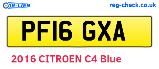 PF16GXA are the vehicle registration plates.