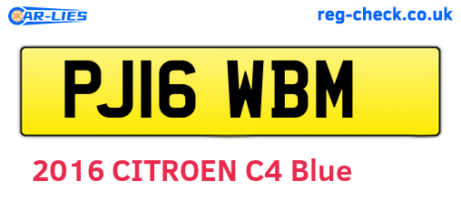 PJ16WBM are the vehicle registration plates.