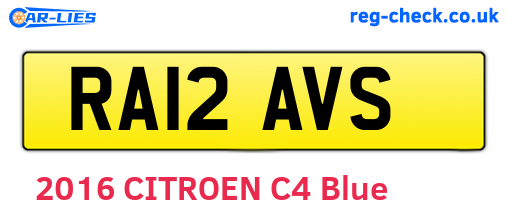 RA12AVS are the vehicle registration plates.