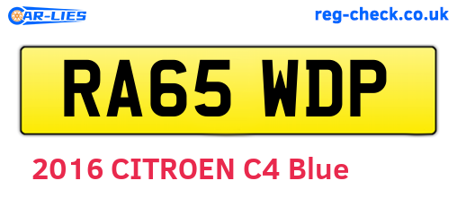 RA65WDP are the vehicle registration plates.