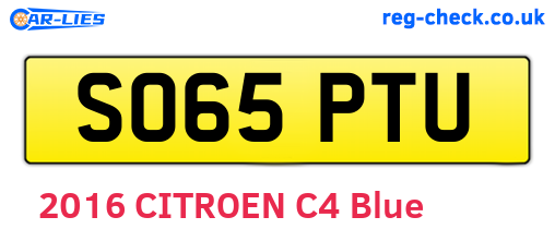 SO65PTU are the vehicle registration plates.