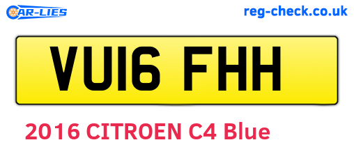 VU16FHH are the vehicle registration plates.