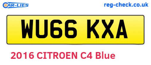 WU66KXA are the vehicle registration plates.