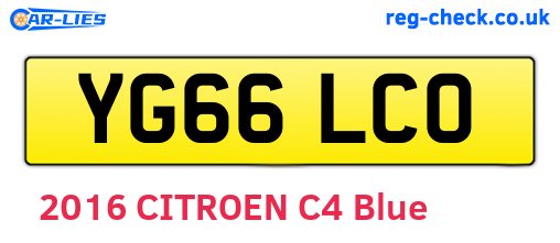 YG66LCO are the vehicle registration plates.