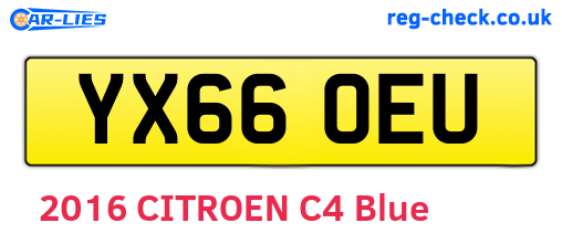 YX66OEU are the vehicle registration plates.
