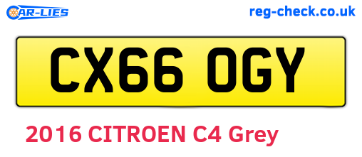 CX66OGY are the vehicle registration plates.