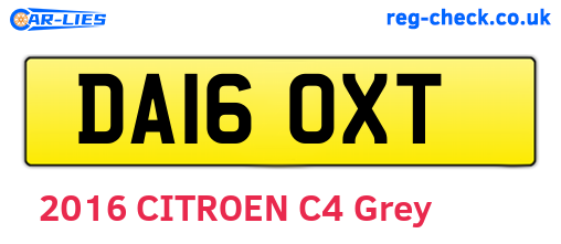 DA16OXT are the vehicle registration plates.