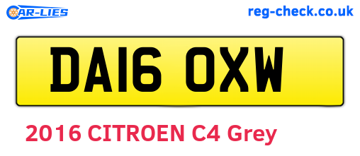 DA16OXW are the vehicle registration plates.